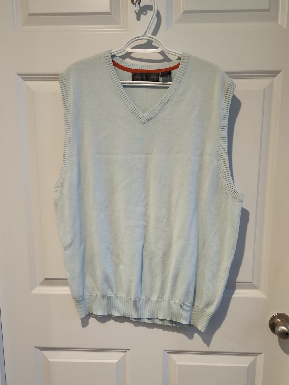 Oscar de la Renta Men's Pale Blue V-Neck Sweater Vest Sz Xl